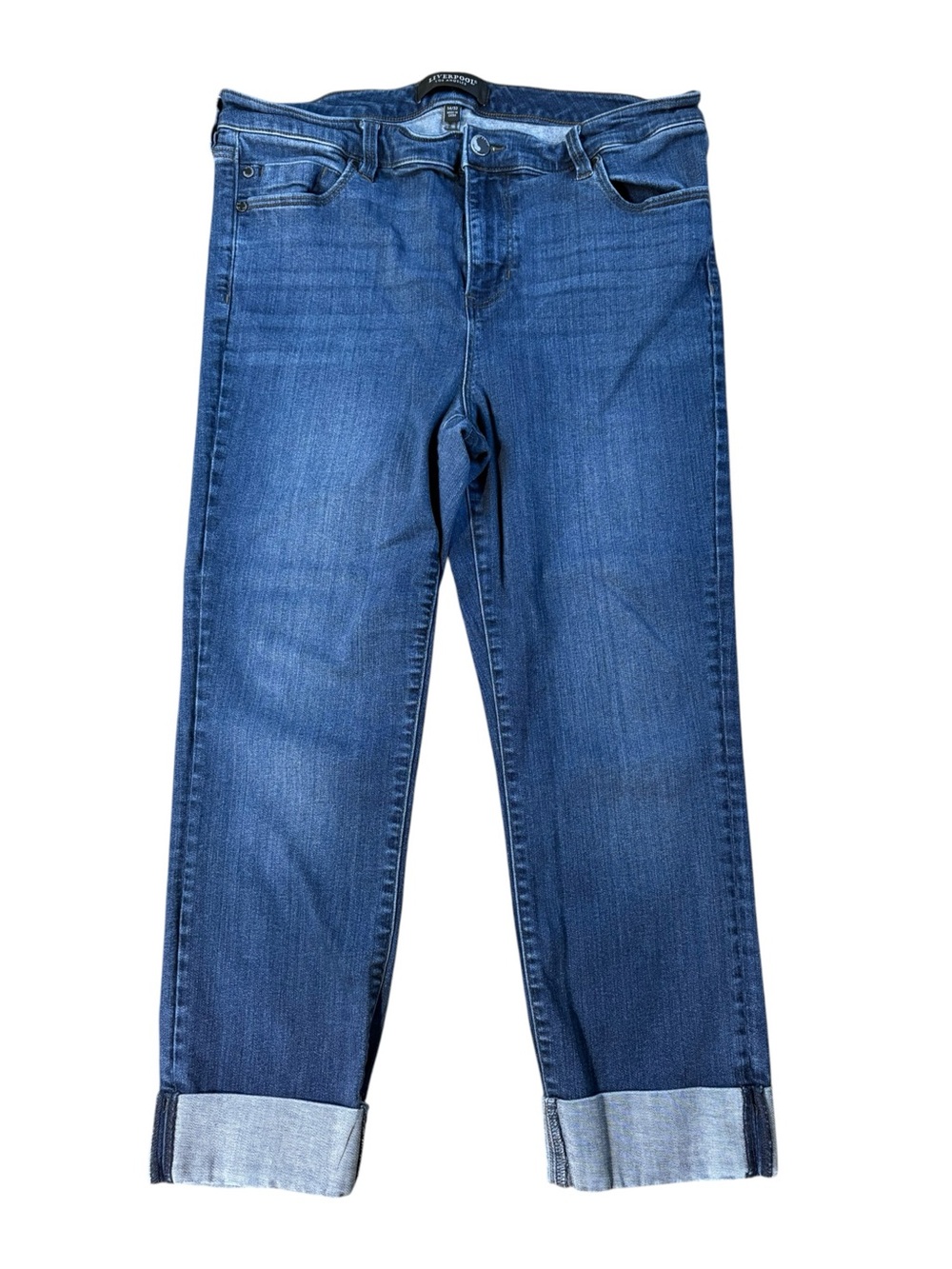 Liverpool Dark Wash Slim Cropped Ankle Jeans.  Size 14